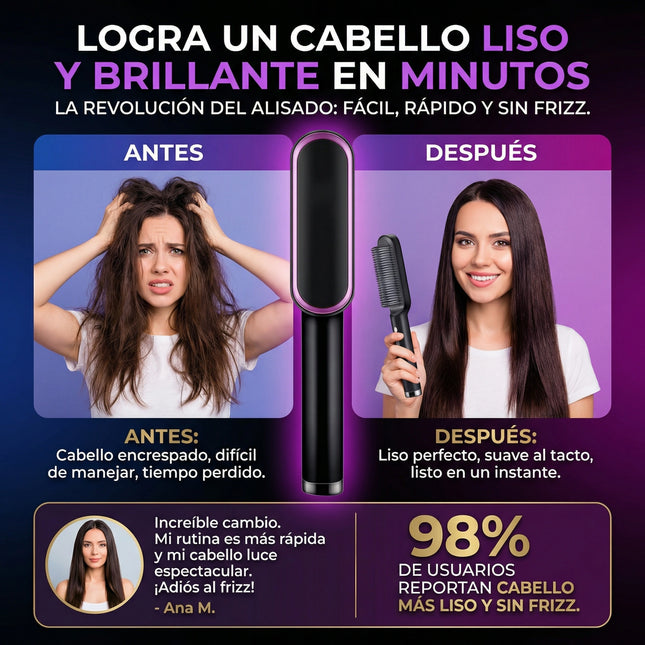🪮 Plancha Peine Cepillo Iónico Alisador De Cabello — 2 en 1