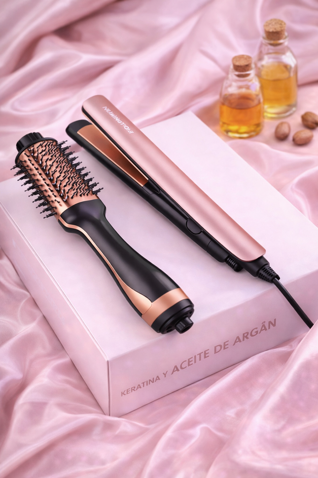 Combo Cepillo  Remington Keratina & Argán 2 en 1